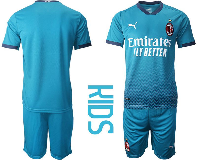 Youth 2020-2021 club AC milan away blue Soccer Jerseys->customized soccer jersey->Custom Jersey